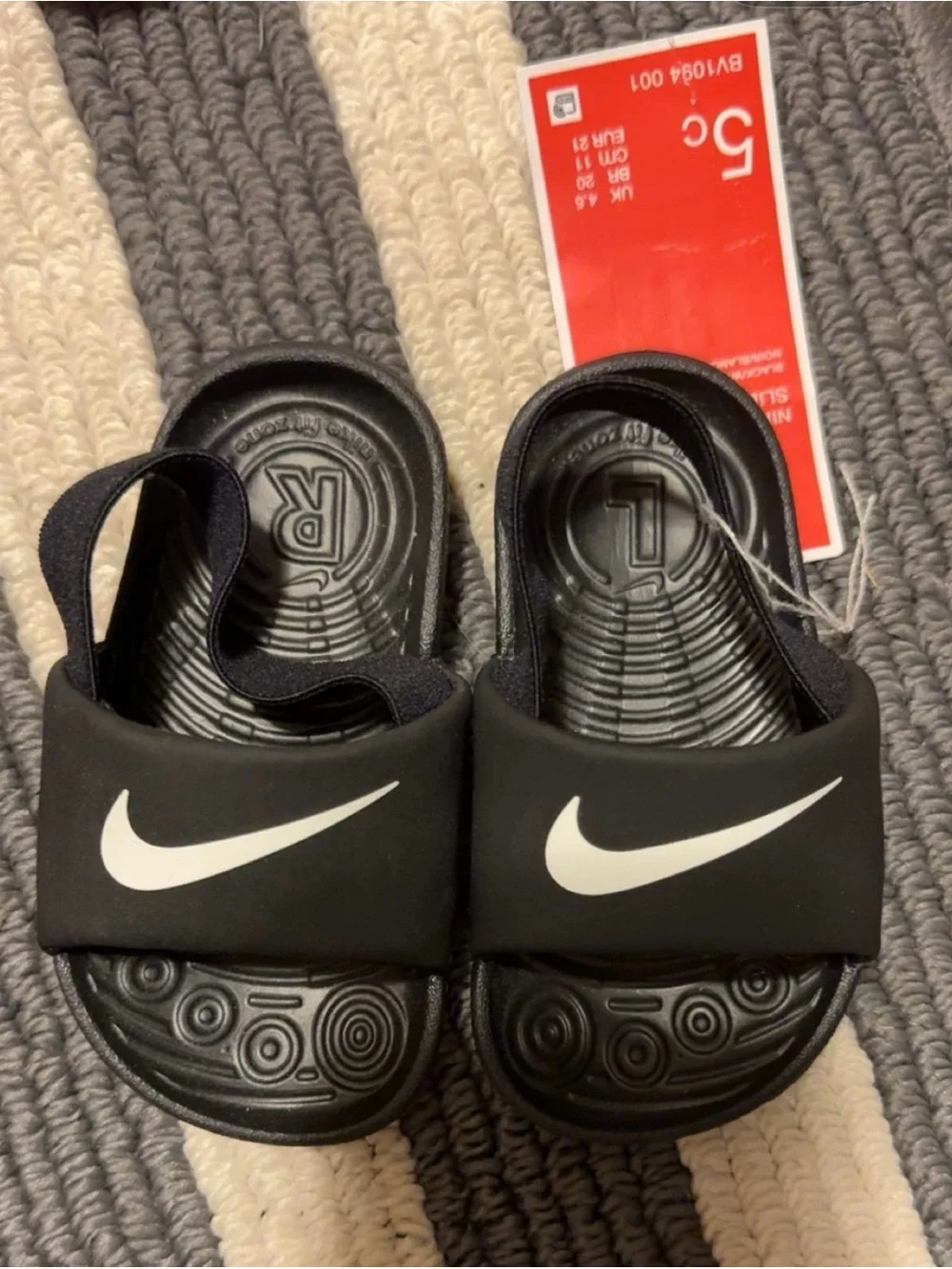 Nike Black Slides with White Swoosh for Kids